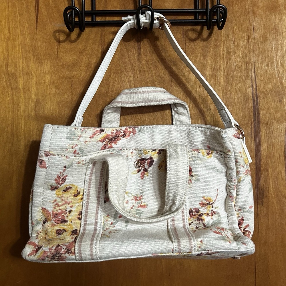 LC LAUREN CONRAD Cream Floral Women's Handbag Purse Adjustable‎ Strap